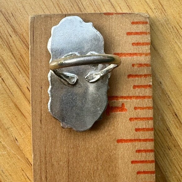 VTG Old Pawn Navajo 5.9g Sterling Silver Ring Natural Turquoise Coral Size 5 - Picture 6 of 7